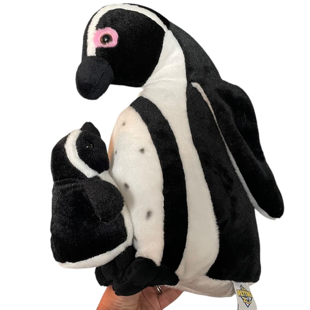 The Petting Zoo Penguin & Baby Plush Vtg 1990's Spotted Stuffed Animal Toy HTF